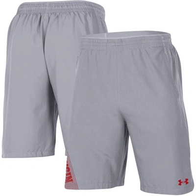 Shop Under Armour Gray Wisconsin Badgers 2021 Sideline Woven Shorts