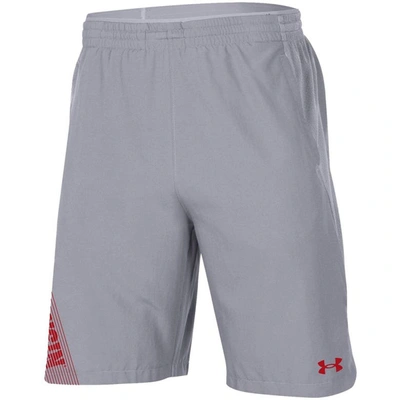Shop Under Armour Gray Wisconsin Badgers 2021 Sideline Woven Shorts