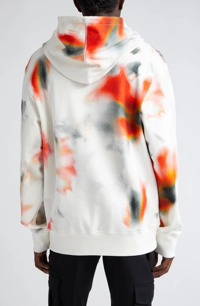 Shop Alexander Mcqueen Obscured Floral Cotton French Terry Hoodie In White - Red - Black