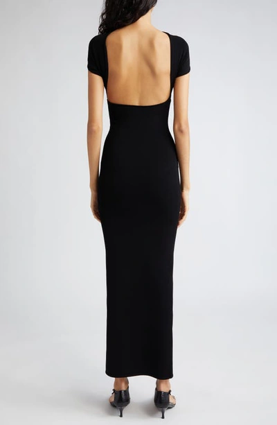 Shop Totême Off The Shoulder Knit Body-con Dress In Black