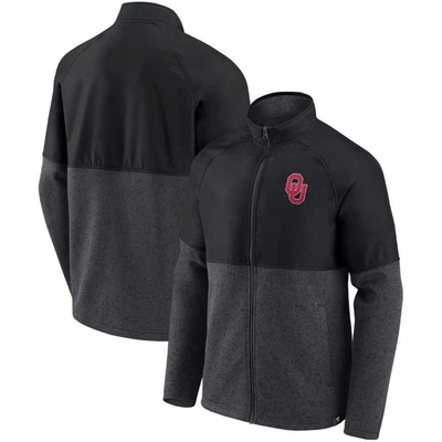 Shop Fanatics Branded Black/heathered Charcoal Oklahoma Sooners Durable Raglan Full-zip Jacket