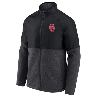 Shop Fanatics Branded Black/heathered Charcoal Oklahoma Sooners Durable Raglan Full-zip Jacket