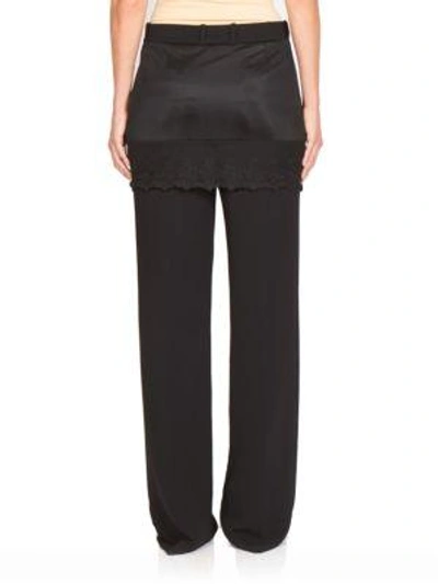 Shop Givenchy Lace Skirt Overlay Wide-leg Pants In Black