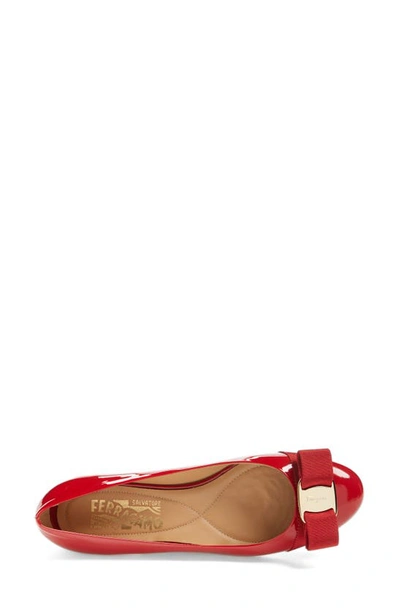 Shop Ferragamo Varina Leather Flat In Red