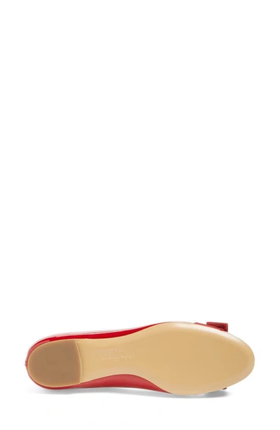 Shop Ferragamo Varina Leather Flat In Red