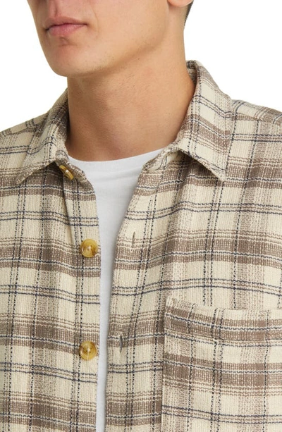 Shop Forét Buzz Plaid Button-up Shirt In Khaki Check