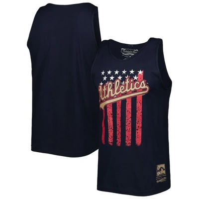 Shop Mitchell & Ness Navy Oakland Athletics Cooperstown Collection Stars And Stripes Tank Top
