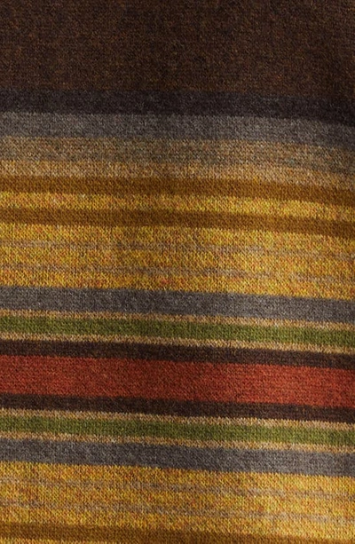Shop Double Rl Stripe Wool Overshirt In Brown Stripe Multi