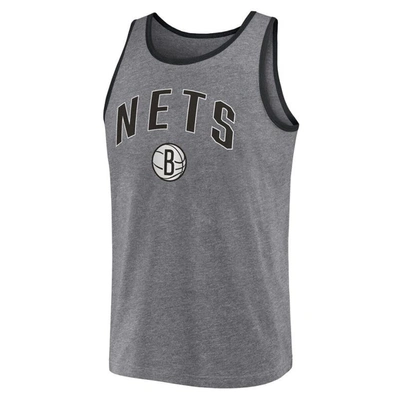 Shop Fanatics Branded Heather Gray Brooklyn Nets Primary Logo Tank Top