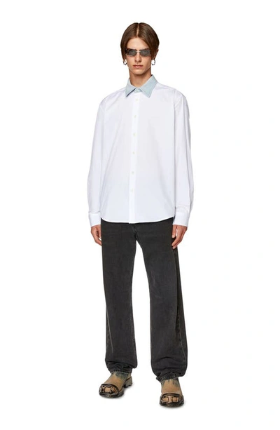 Shop Diesel Cotton Poplin Button-up Shirt In White