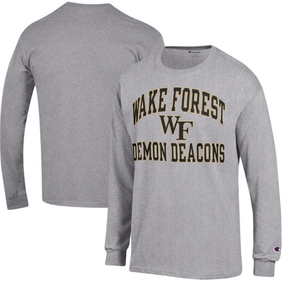 Shop Champion Heather Gray Wake Forest Demon Deacons High Motor Long Sleeve T-shirt
