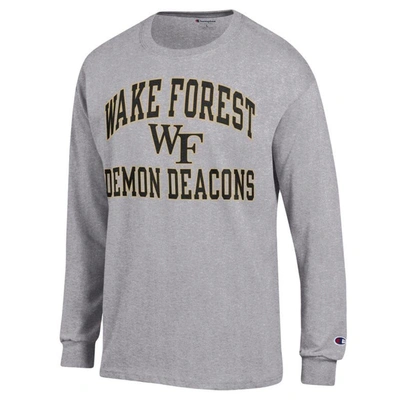 Shop Champion Heather Gray Wake Forest Demon Deacons High Motor Long Sleeve T-shirt