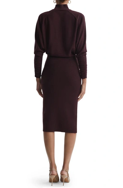 Shop Reiss Freya Mock Neck Long Sleeve Sweater Dress In Burgundy