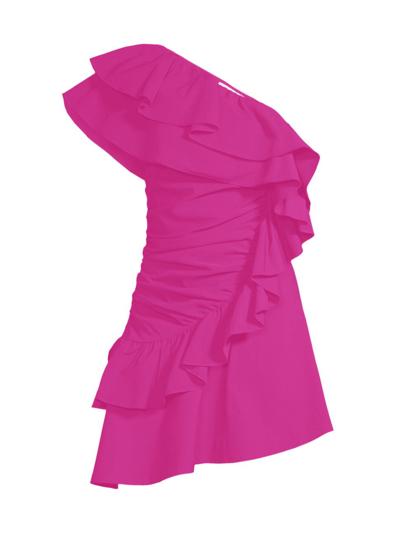 Shop One33 Social Women's Ruffle One-shoulder Minidress In Fuchsia