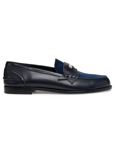 Shop Christian Louboutin Women's Donna Leather Penny Loafers In Marine Blue