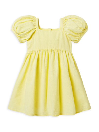 Shop Janie And Jack Baby Girl's, Little Girl's & Girl's Puff-sleeve Seersucker Dress In Yellow