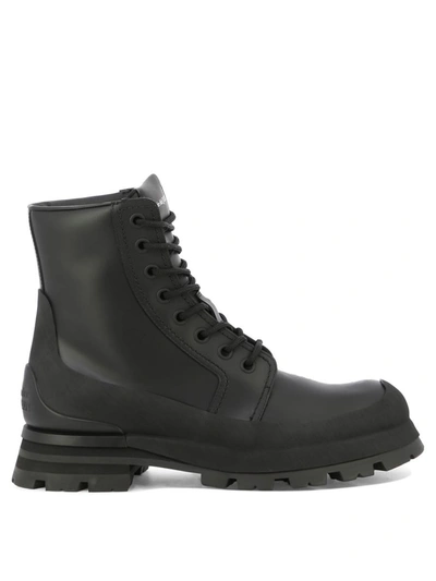 Shop Alexander Mcqueen "wander" Combat Boots In Black