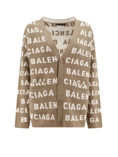 Shop Balenciaga Cardigan In Beige