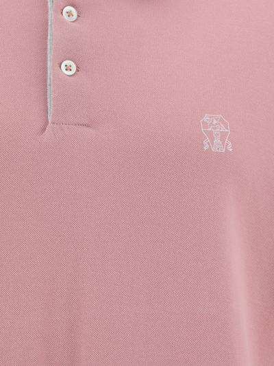 Shop Brunello Cucinelli Polo Shirt In Rosa+off White+perla