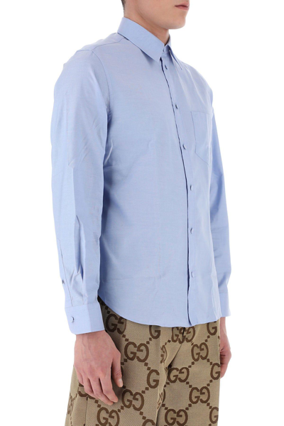 Shop Gucci Light-blue Poplin Shirt