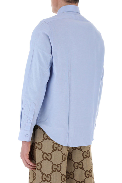 Shop Gucci Light-blue Poplin Shirt