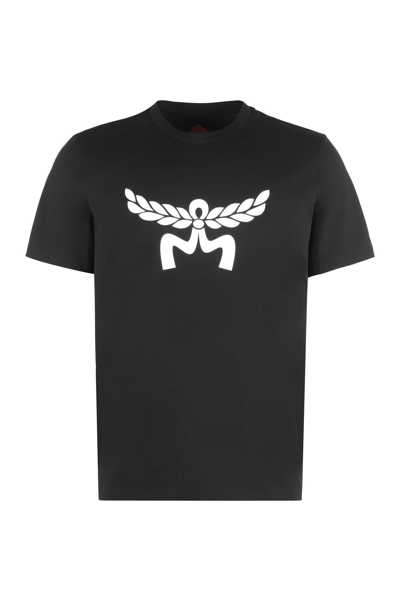 Shop Mcm Cotton Crew-neck T-shirt In Black