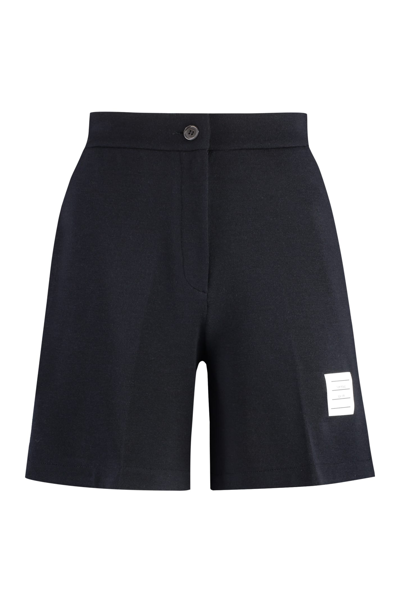 Shop Thom Browne Wool Shorts In Blue