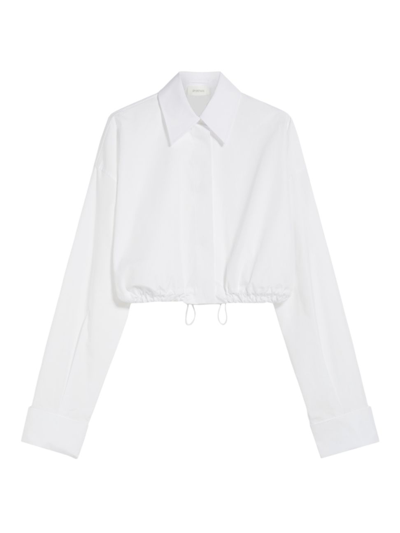 Shop Sportmax Women's Drawstring-hem Cotton Crop Shirt In Optical White