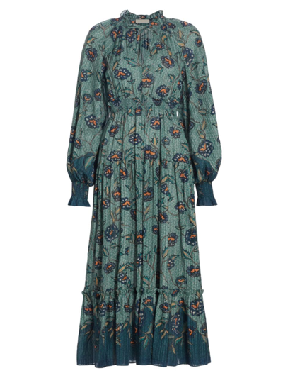 Shop Ulla Johnson Women's Katerina Floral Midi-dress In Cornflower