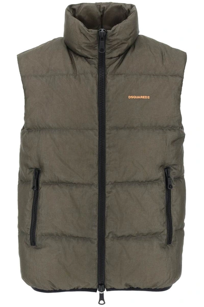 Shop Dsquared2 Ripstop Puffer Vest In Green