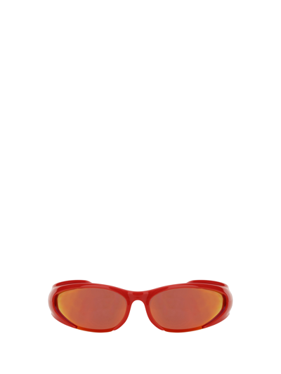 Shop Balenciaga Reverse Xpander Sunglasses In Red/mirrorred