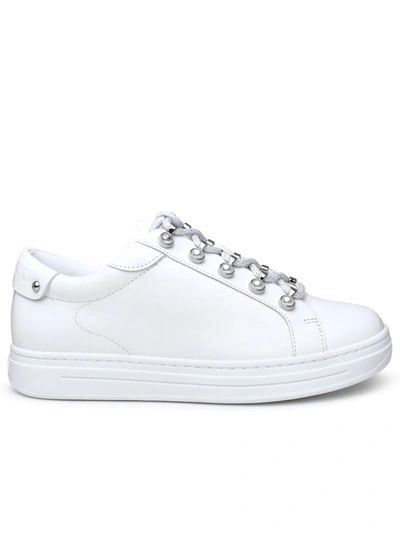 Shop Jimmy Choo Antibes White Leather Sneakers