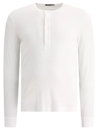 Shop Tom Ford Lyocell Buttoned T-shirt In White