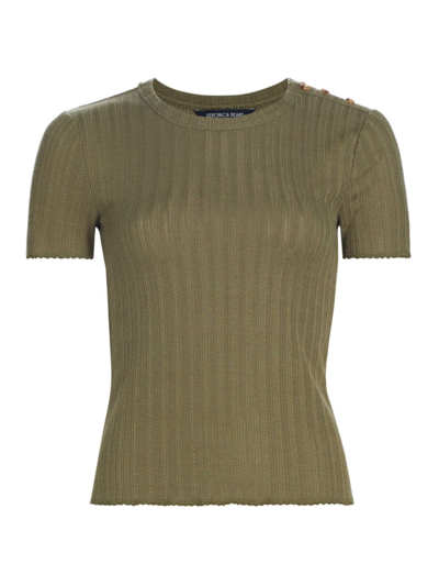 Shop Veronica Beard Women's Draya Knit T-shirt In Stone Army