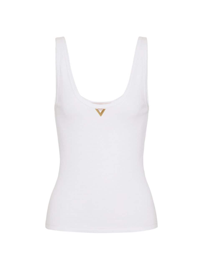 Shop Valentino Women's Ribbed Cotton Top In White
