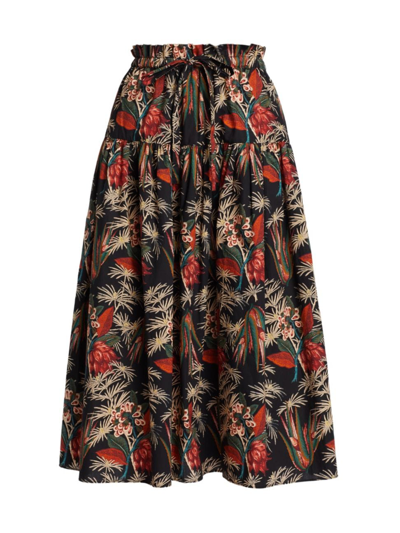 Shop Ulla Johnson Women's Fernanda Floral Cotton Midi-skirt In Wild Flower
