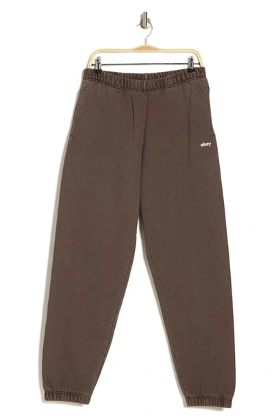Shop Obey Lowercase Pigment Sweatpants In Pigment Java Brown
