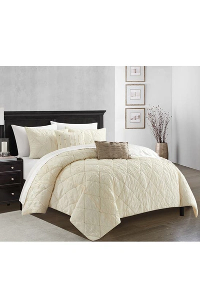 Shop Chic Aria Crinkled Comforter 9-piece Bed In Beige