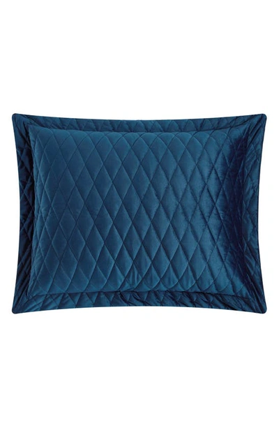 Shop Chic Tien Tania Velvet Quilt, Sheet & Sham Set In Blue