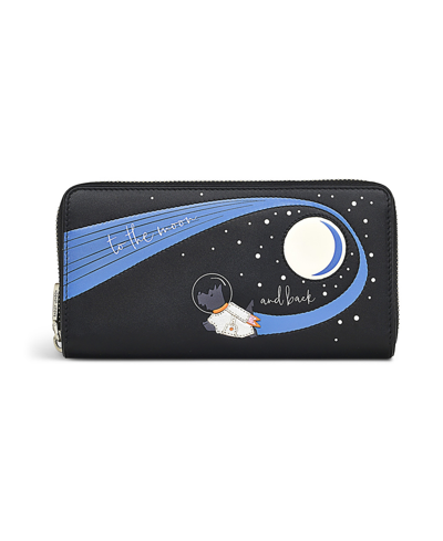 Shop Radley London To The Moon And Back Mini Leather Zip Around Wallet In Black
