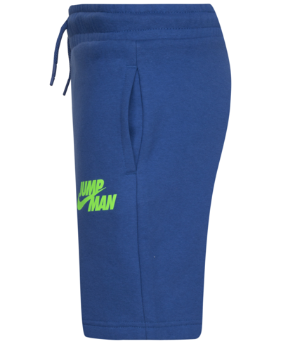 Shop Jordan Big Boys Jumpman X Nike Fleece Shorts In Dark Marina Blue