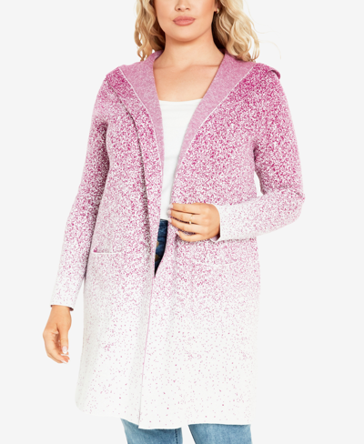 Shop Avenue Plus Size Amaya Long Sleeve Cardigan Sweater In Berry