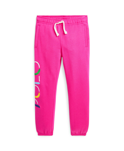 Shop Polo Ralph Lauren Toddler And Little Girls Logo Fleece Jogger Pants In Bright Pink
