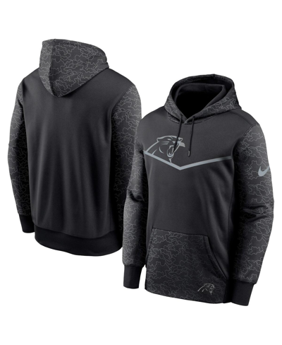 Shop Nike Men's  Black Carolina Panthers Rflctv Chevron Pullover Hoodie