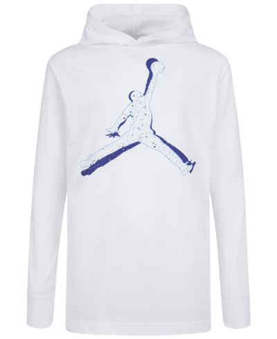 Shop Jordan Big Boys Jumpman Inbound Hooded Long Sleeve T-shirt In White