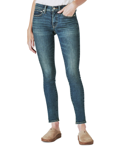 Shop Lucky Brand Women's Ava Mid-rise Ripped Skinny Jeans In Lyell