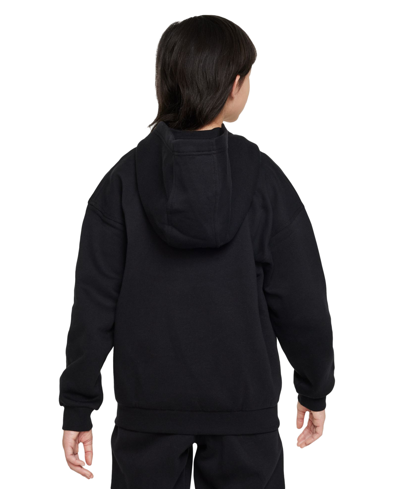 Shop Nike Sportswear Girls' Club Fleece Oversized Full-zip Hoodie In Black