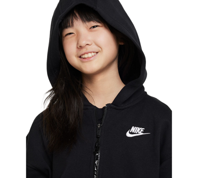 Shop Nike Sportswear Girls' Club Fleece Oversized Full-zip Hoodie In Black