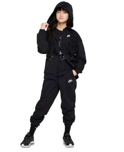 Nike Sportswear Club Fleece Big Kids' Oversized Full-zip Hoodie In Black