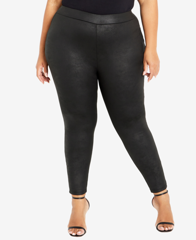 Shop Avenue Plus Size Nina Faux Leather Pants In Gunmetal